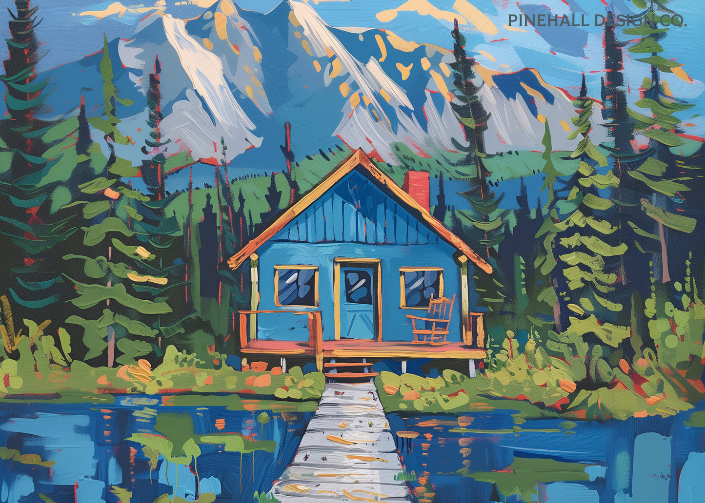 Serene Canadian Mountain Lake Cabin | Vintage Style Art Print | Instant Download Printable