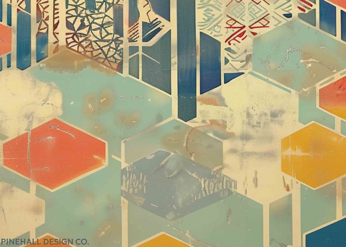 Japanese Kimono Pattern | Vintage-Inspired Abstract Art Museum Print