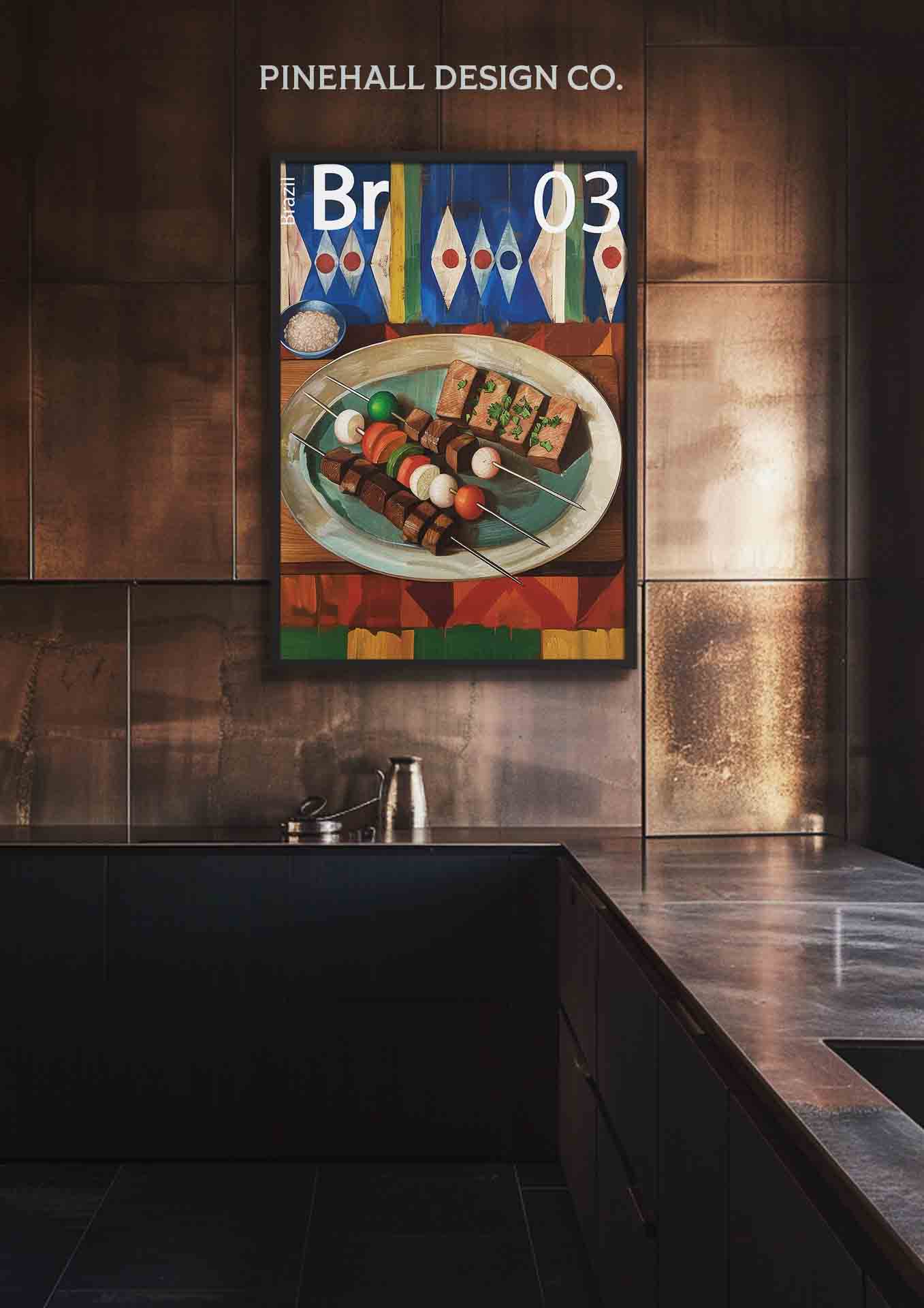 Brazil Kitchen Wall Art Churrasco | Global Cuisine Periodic Table | Instant Printable Download