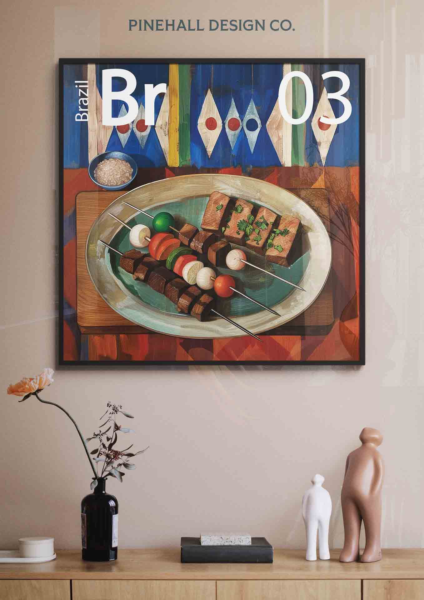 Brazil Kitchen Wall Art Churrasco | Global Cuisine Periodic Table | Instant Printable Download