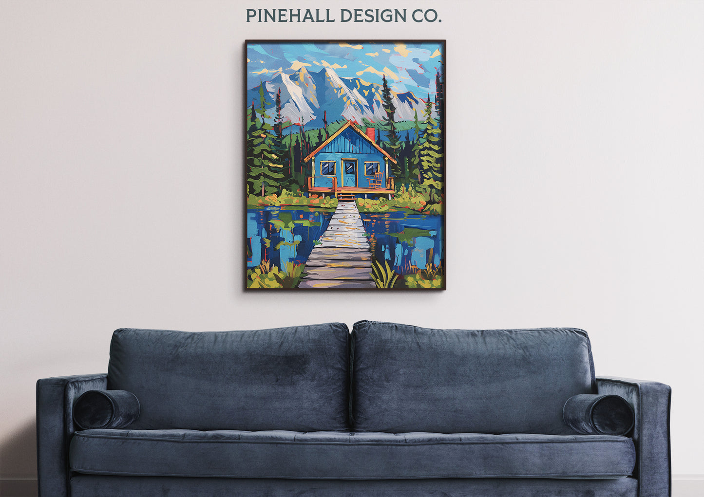 Serene Canadian Mountain Lake Cabin | Vintage Style Art Print | Instant Download Printable