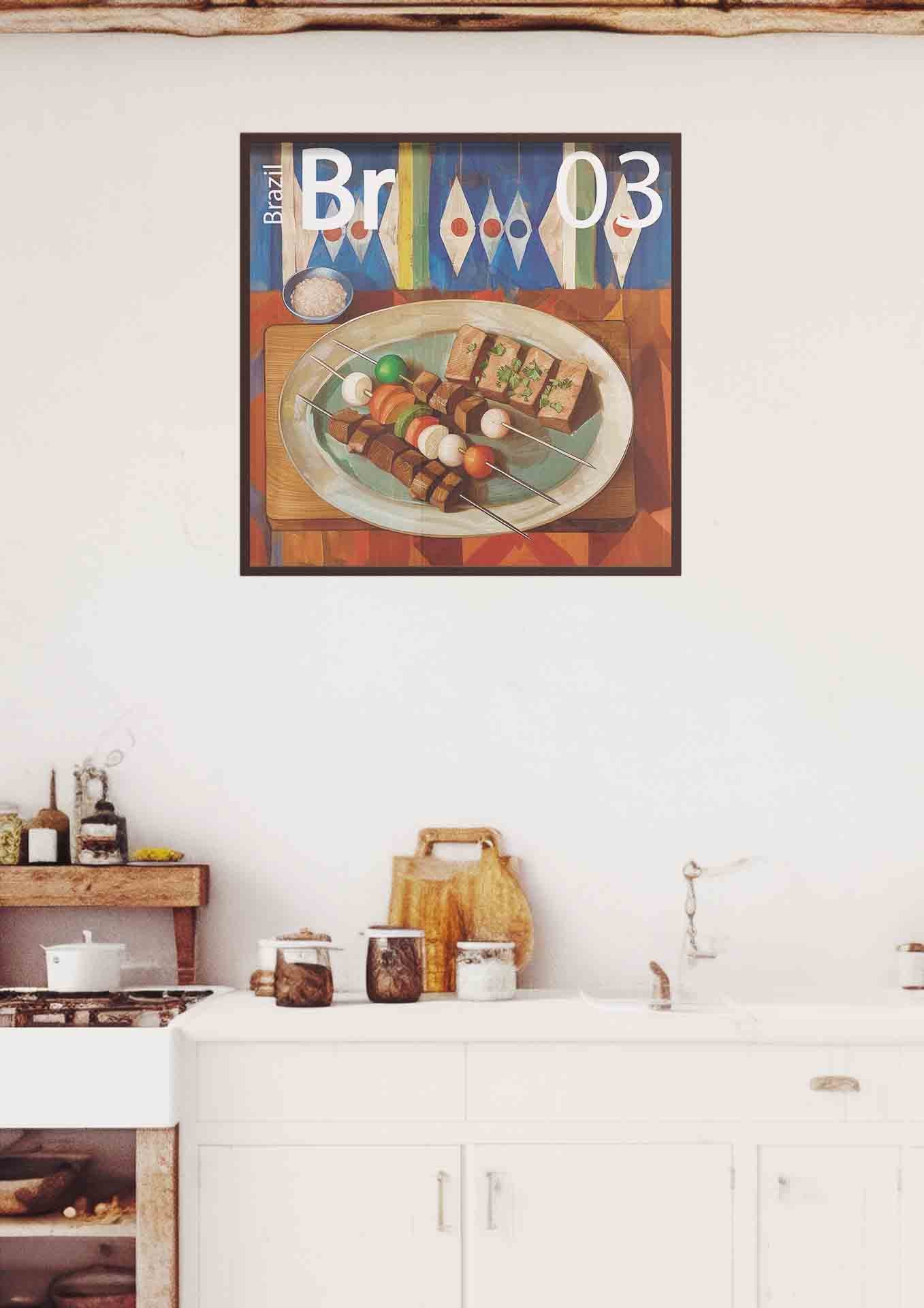 Brazil Kitchen Wall Art Churrasco | Global Cuisine Periodic Table | Instant Printable Download