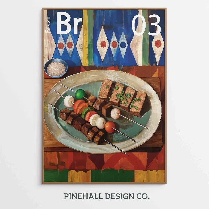 Brazil Kitchen Wall Art Churrasco | Global Cuisine Periodic Table | Instant Printable Download