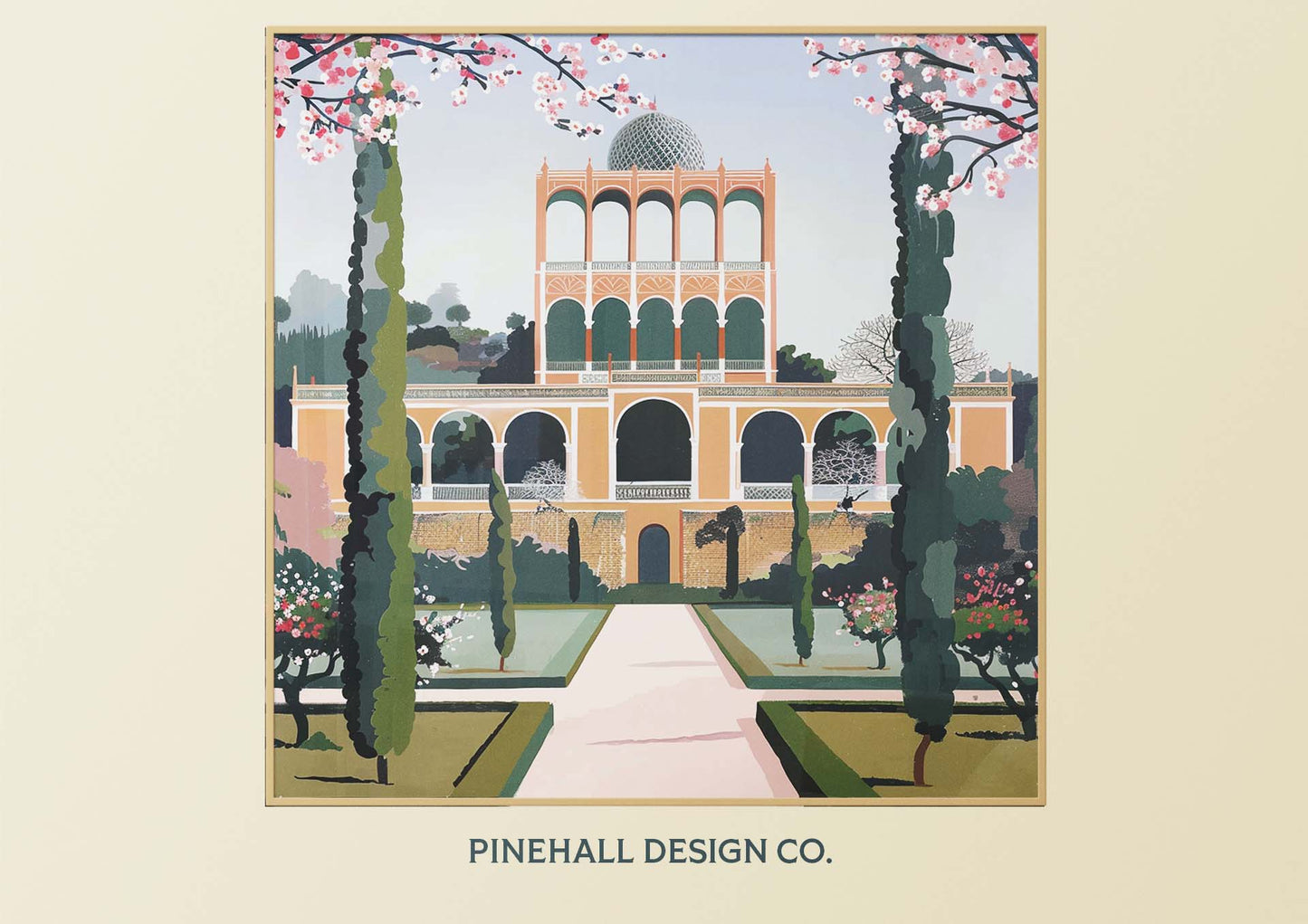 Asian Spring Garden Pagoda Digital Prints Bundle | Vintage Art Deco Inspired | Set of 4 | PRINTABLE DOWNLOAD