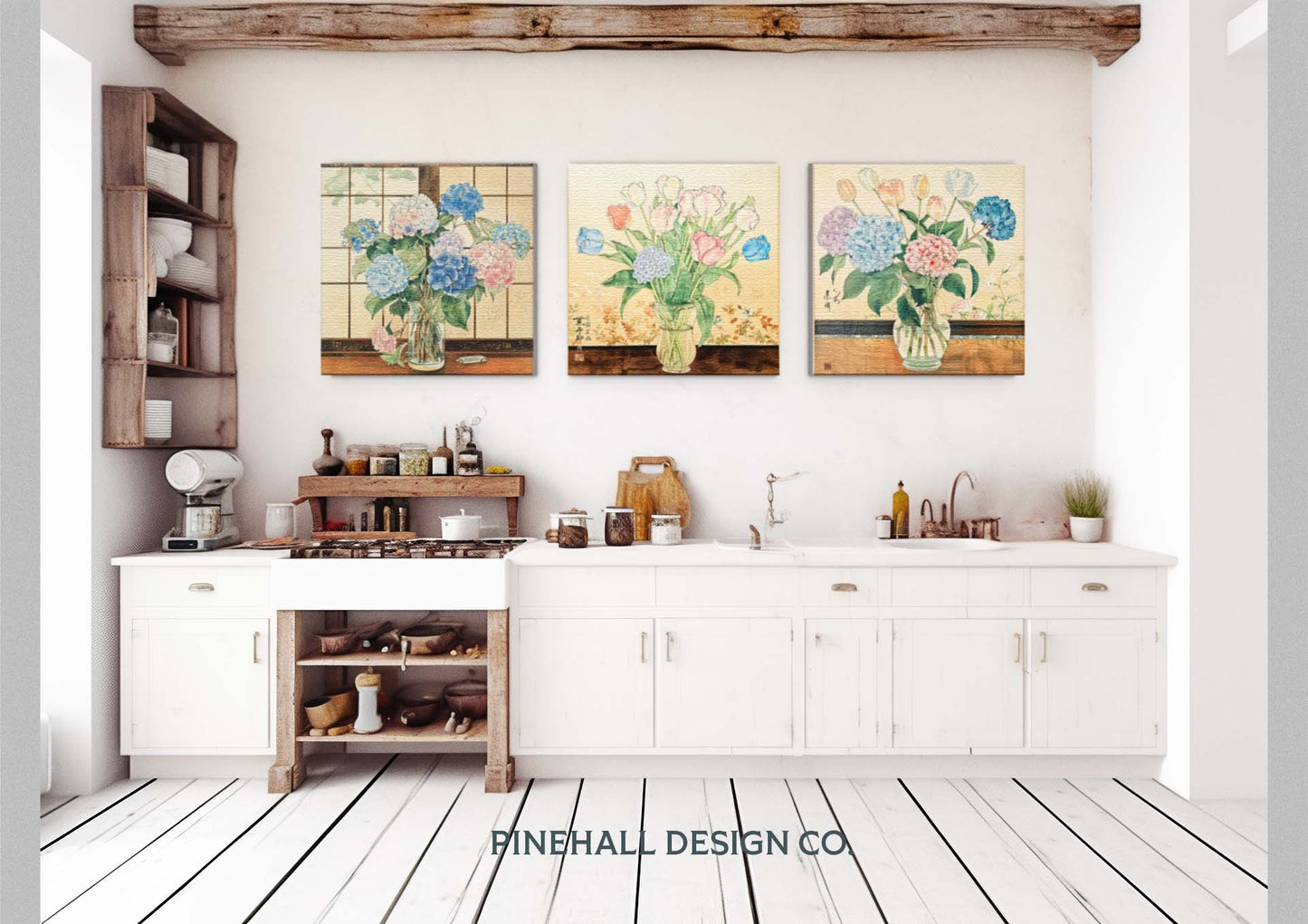 Still Life Flowers | Hydrangeas, Phlox & Tulips | Asian Vintage-Inspired, set of 6 | PRINTABLE DOWNLOAD