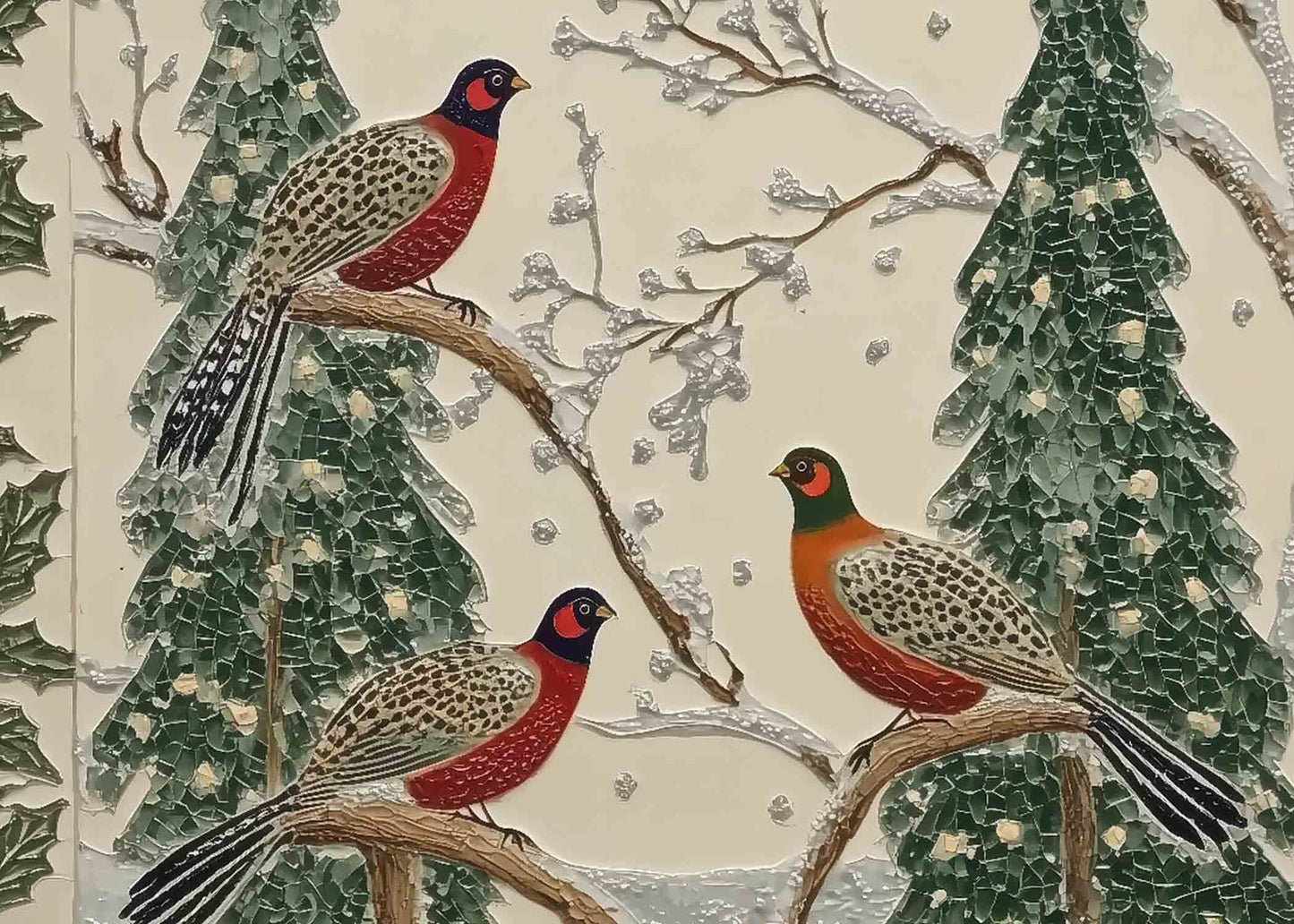 Vintage Style Winter Birds Tile Print | Charming Nature Inspired | Instant Download Digital Art