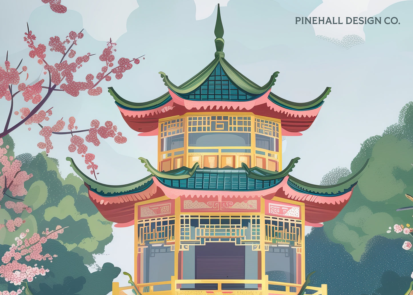 Asian Garden Pagoda Digital Print | Vintage Inspired | PRINTABLE DOWNLOAD