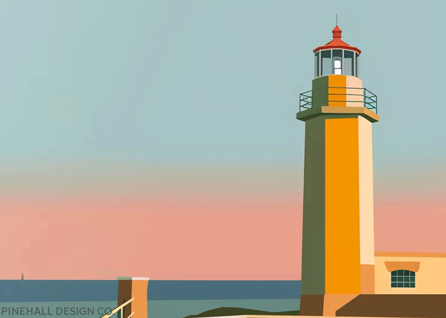 Art Deco Lighthouse Coastal Beach Prints | Vintage-Style Print for Home Décor | Instant Digital Download x4