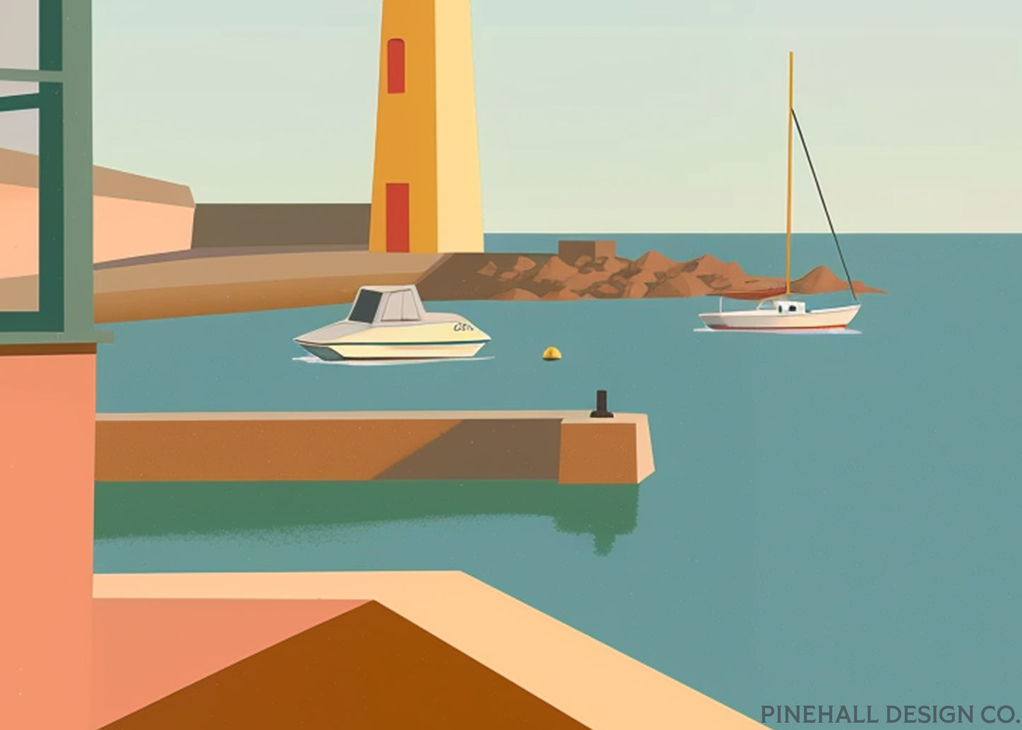 Art Deco Lighthouse Coastal Beach Prints | Vintage-Style Print for Home Décor | Instant Digital Download x4