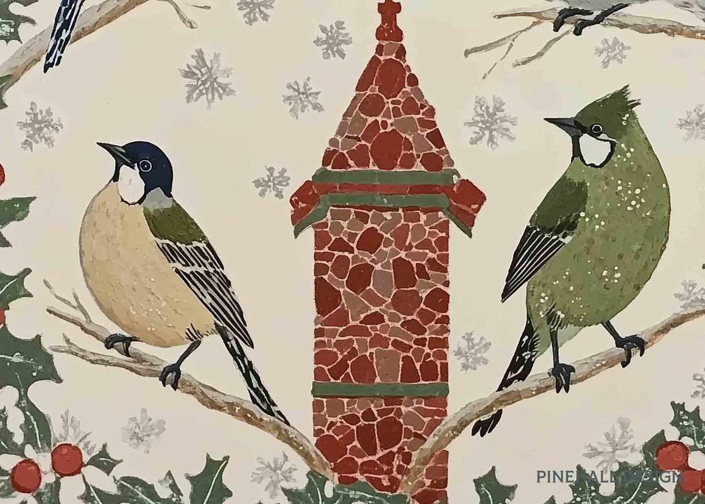 Vintage Style Winter Birds Tile Print | Charming Nature Inspired | Instant Download Digital Art