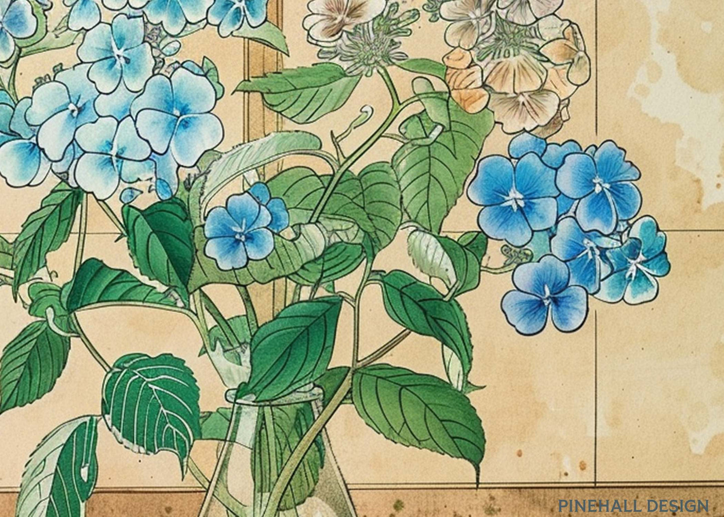 Still Life Flowers | Hydrangeas, Phlox & Tulips | Asian Vintage-Inspired, set of 6 | PRINTABLE DOWNLOAD