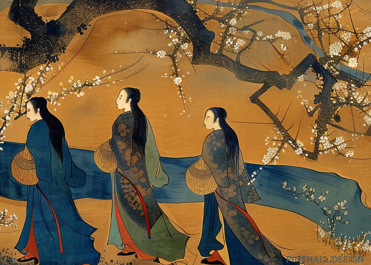 Sisters Edo Japan Walking to the Kimono Market l Vintage-Inspired Rich Illustration | Set of 4 | PRINTABLE DOWNLOAD