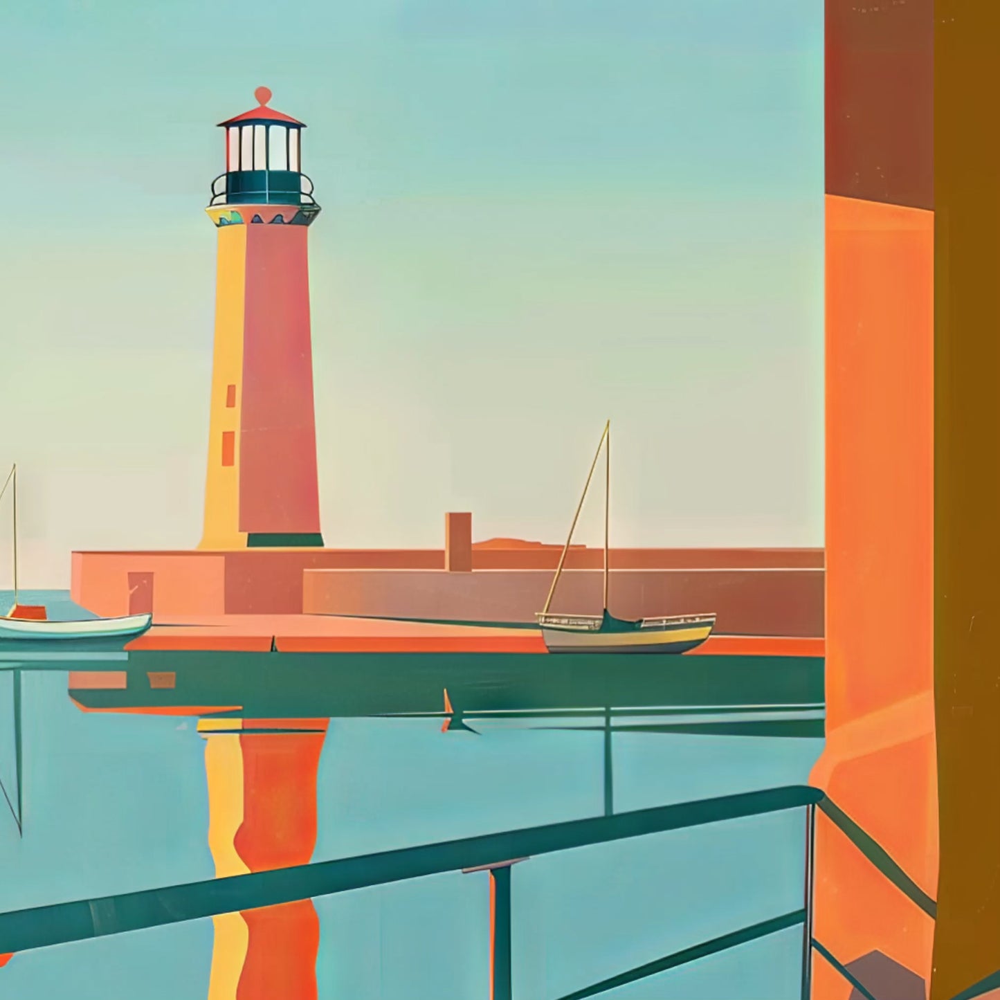 Art Deco Lighthouse Coastal Beach Prints | Vintage-Style Print for Home Décor | Instant Digital Download x4
