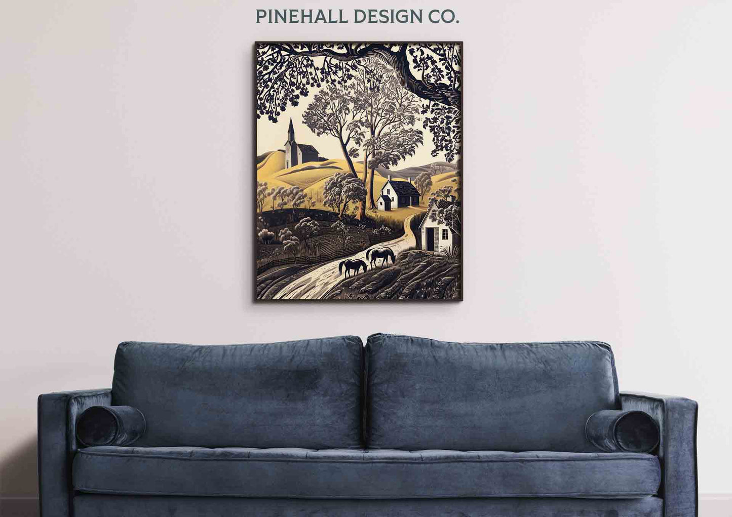 Pastoral Horse Farm Print Variation #2 | Vintage Style Art Print | Instant Download Printable