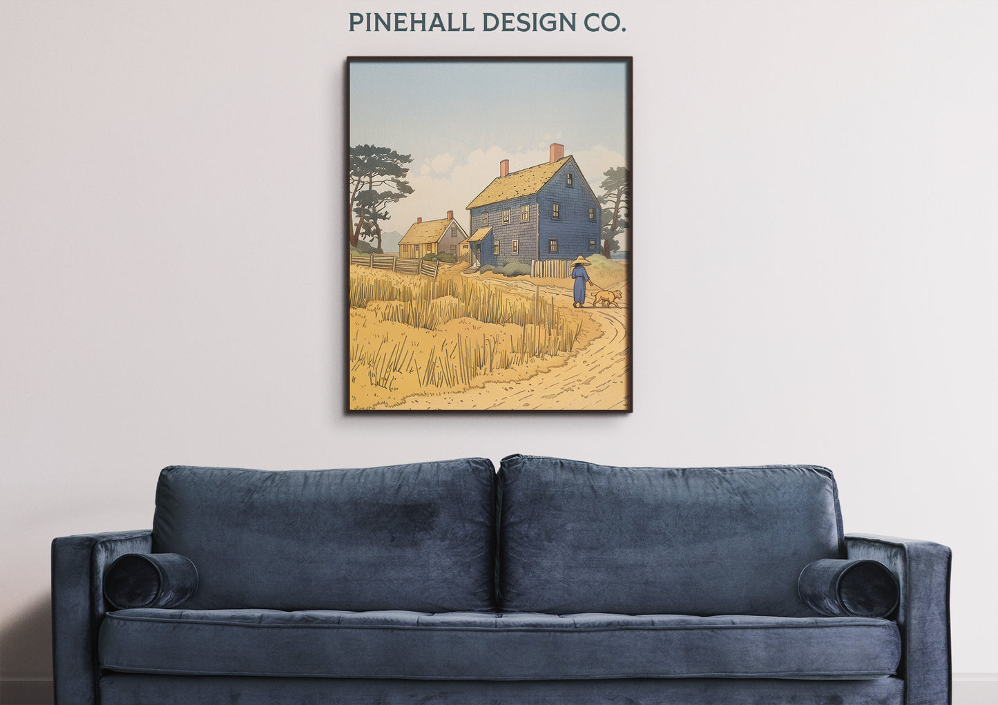 Relaxing Beach House Dog Walk Illustration | Vintage Style Art Print | Instant Download Printable