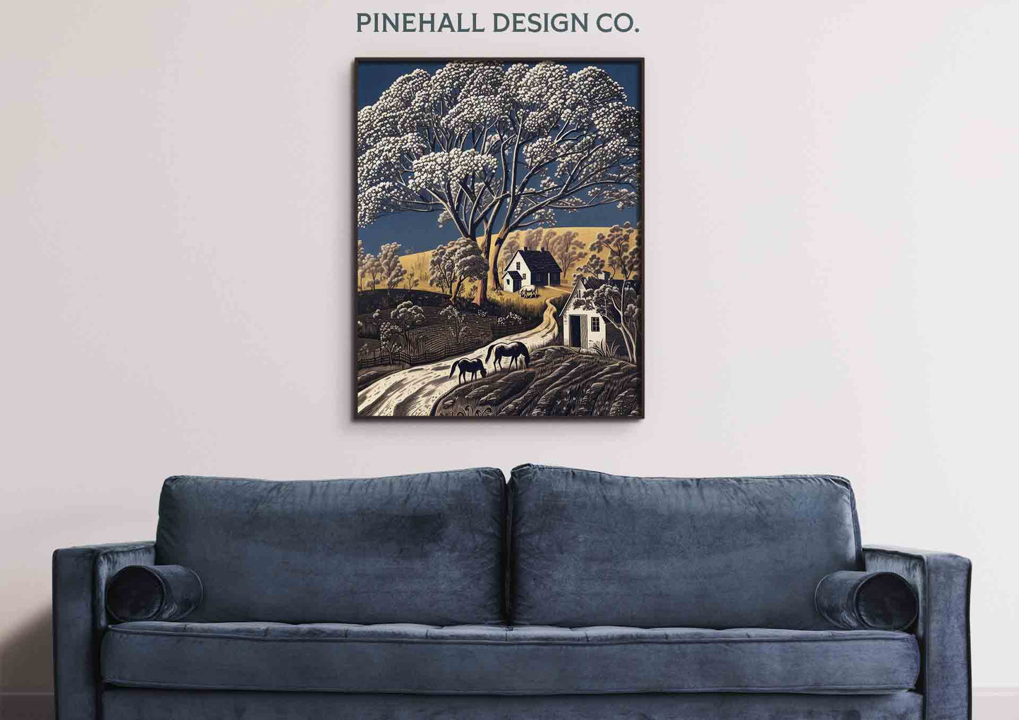 Pastoral Horse Farm Print | Vintage Style Art Print | Instant Download Printable