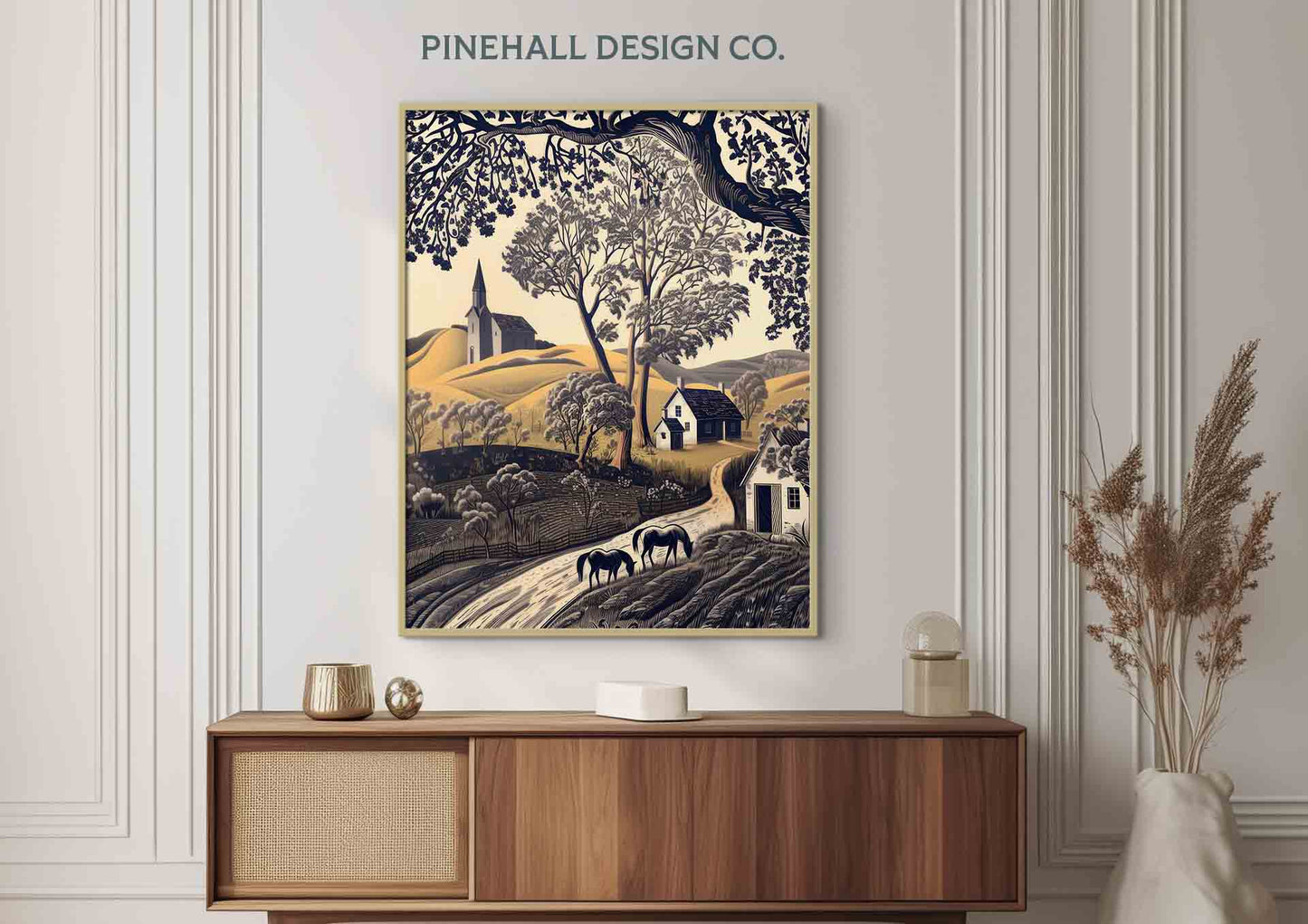 Pastoral Horse Farm Print Variation #2 | Vintage Style Art Print | Instant Download Printable