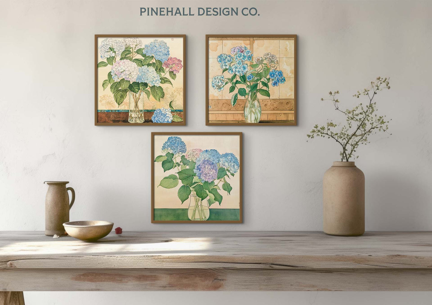 Still Life Flowers | Hydrangeas, Phlox & Tulips | Asian Vintage-Inspired, set of 6 | PRINTABLE DOWNLOAD