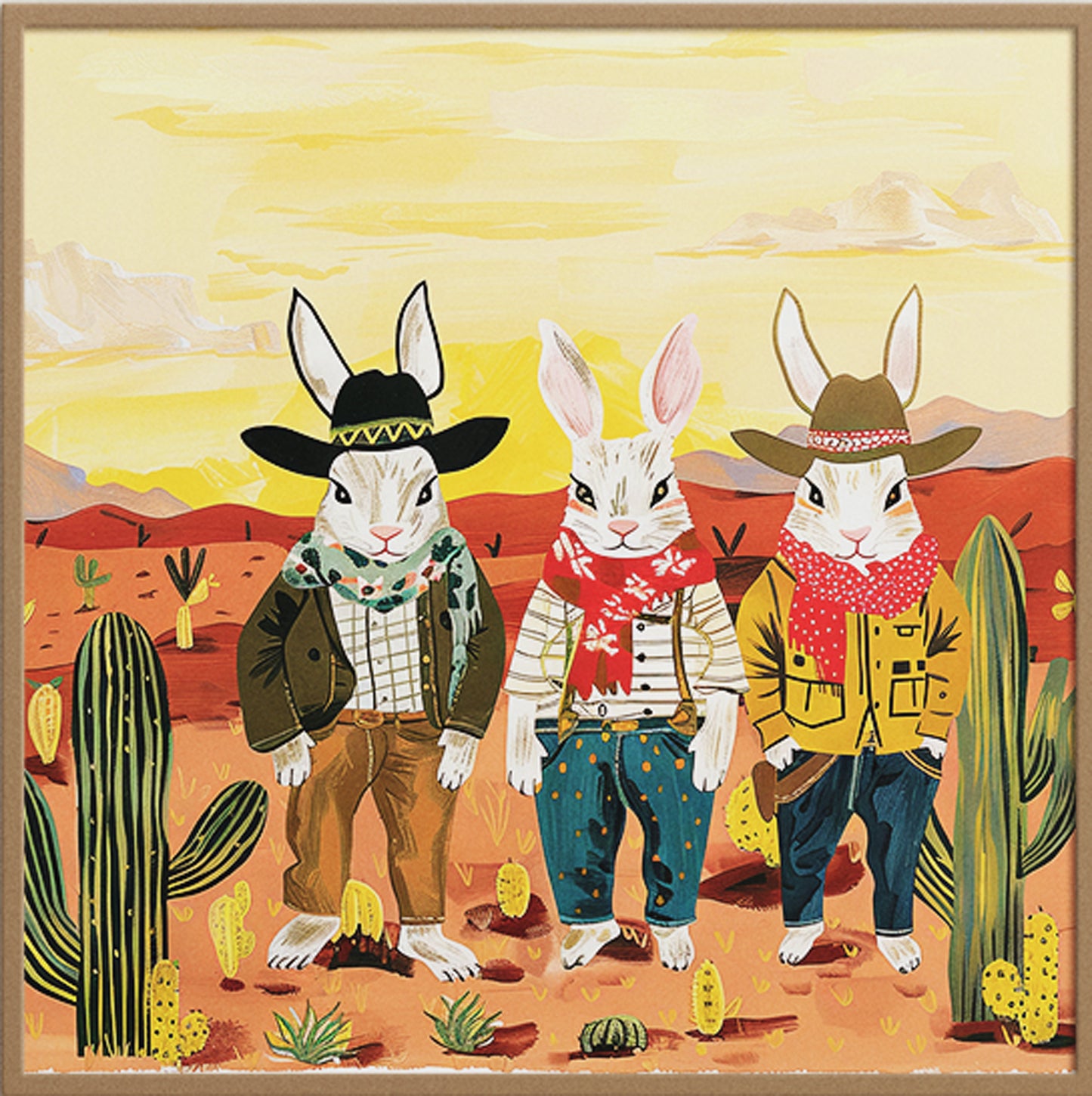 Cowboy and Cowgirl Bunnies Illustration | Set of 2 | Printable Download