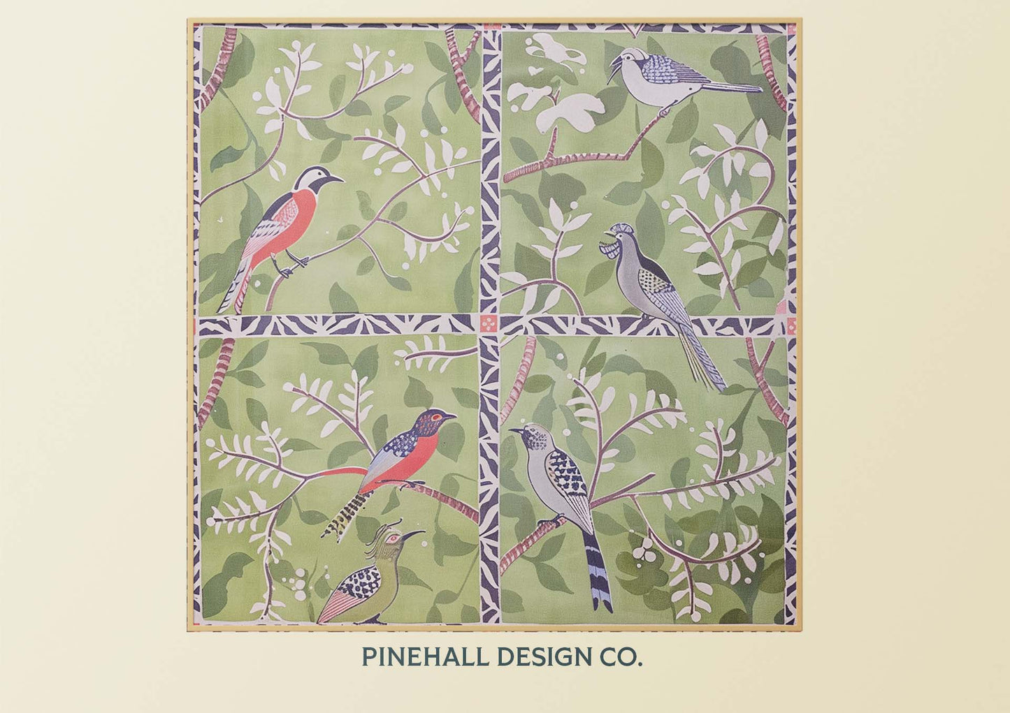 Vintage Style Bird and Botanical Tile Print | Charming Nature Inspired | Instant Download Art