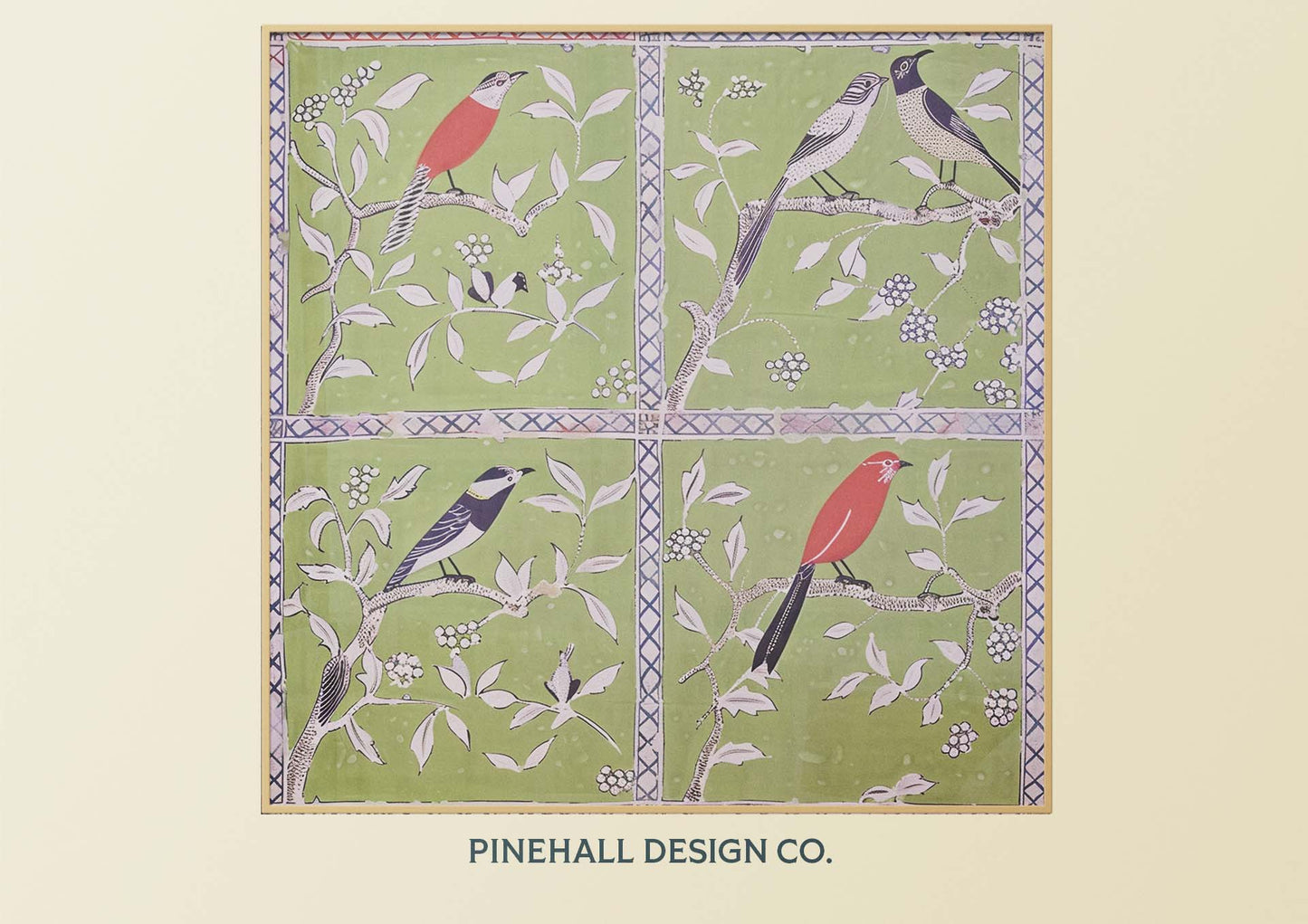 Vintage Style Bird and Botanical Tile Print | Charming Nature Inspired | Instant Download Art