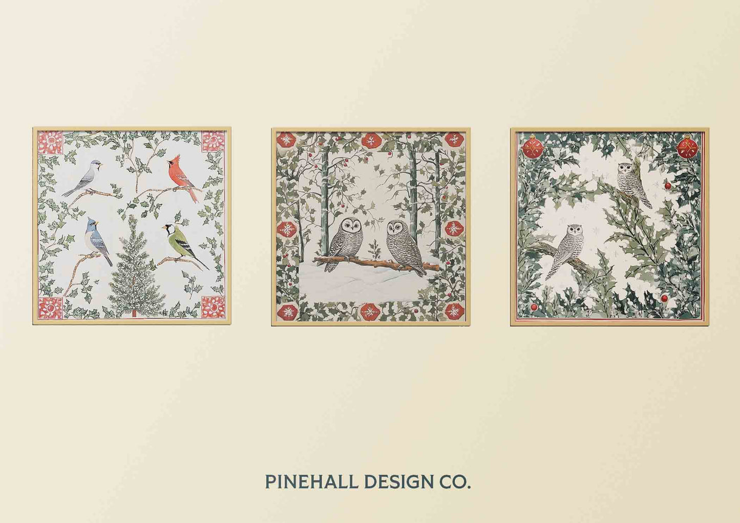 Vintage Style Winter Birds Tile Print | Charming Nature Inspired | Instant Download Digital Art