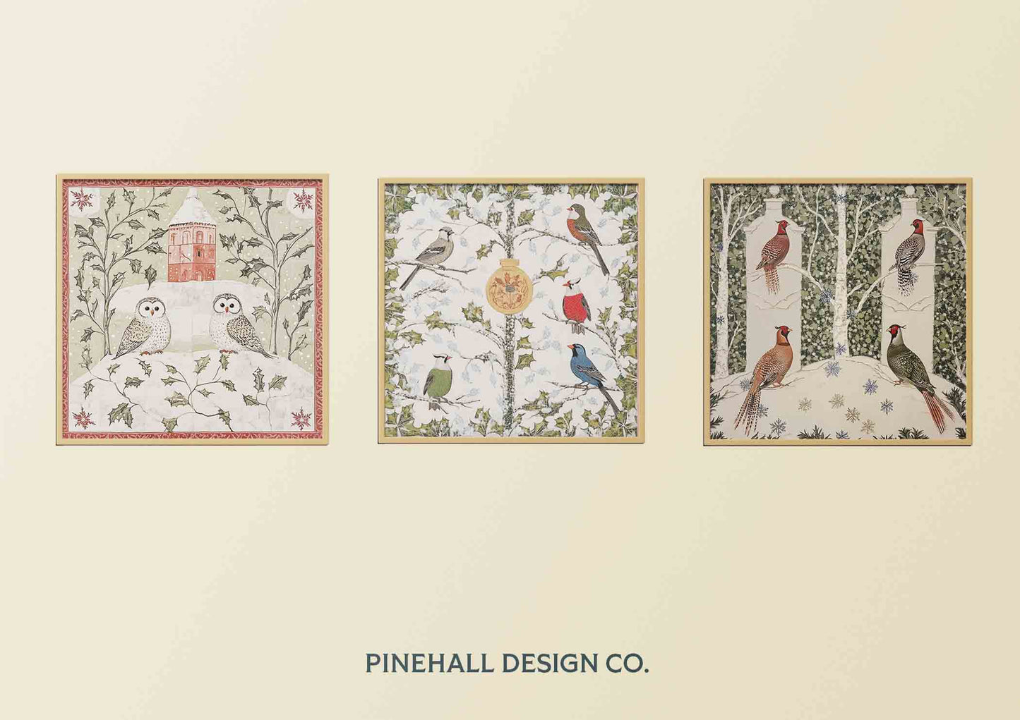 Vintage Style Winter Birds Tile Print | Charming Nature Inspired | Instant Download Digital Art