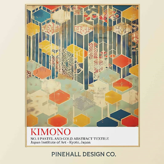 Japanese Kimono Pattern | Vintage-Inspired Abstract Art Museum Print