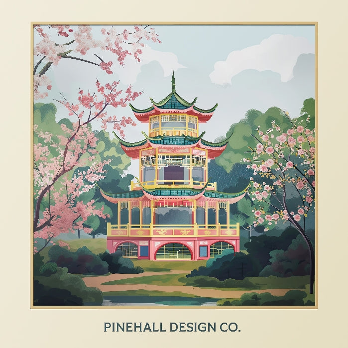 Asian Garden Pagoda Digital Print | Vintage Inspired | PRINTABLE DOWNLOAD